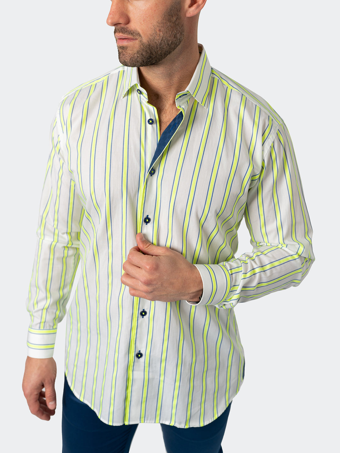 Maceoo Shirt | Fibonacci Fluodouble Stripe White