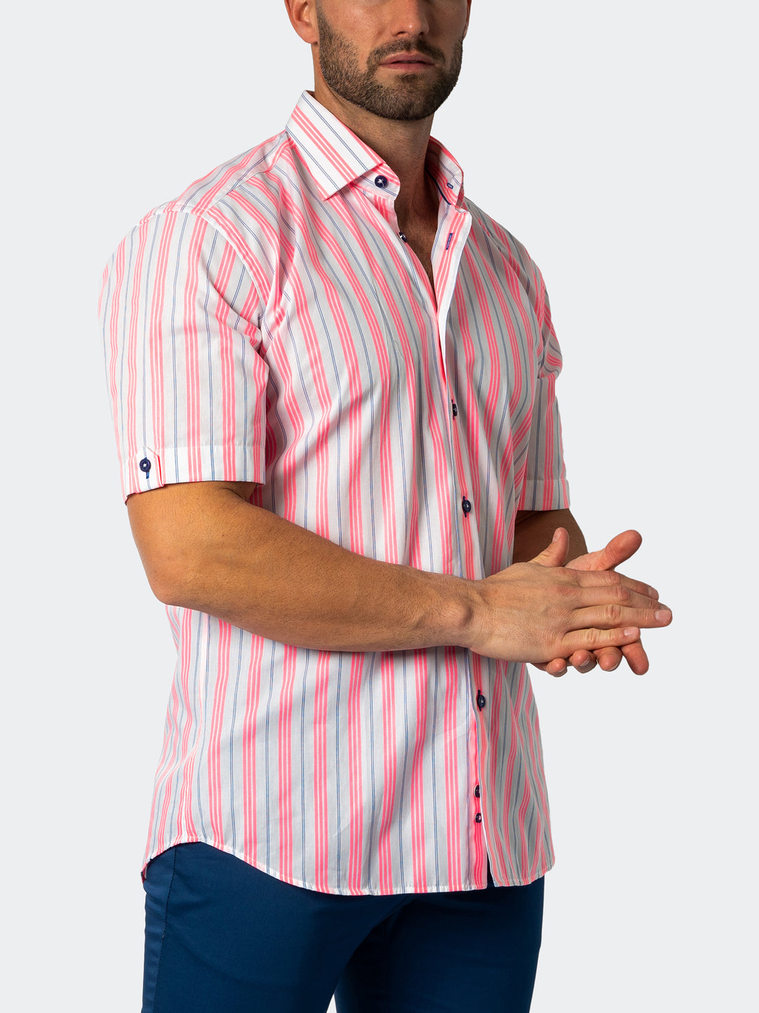 Maceoo Shirt | Galileo Fluo Stripe White