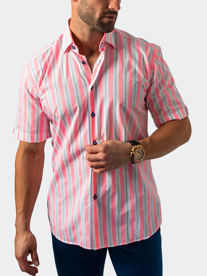 Maceoo Shirt | Galileo Fluo Stripe White