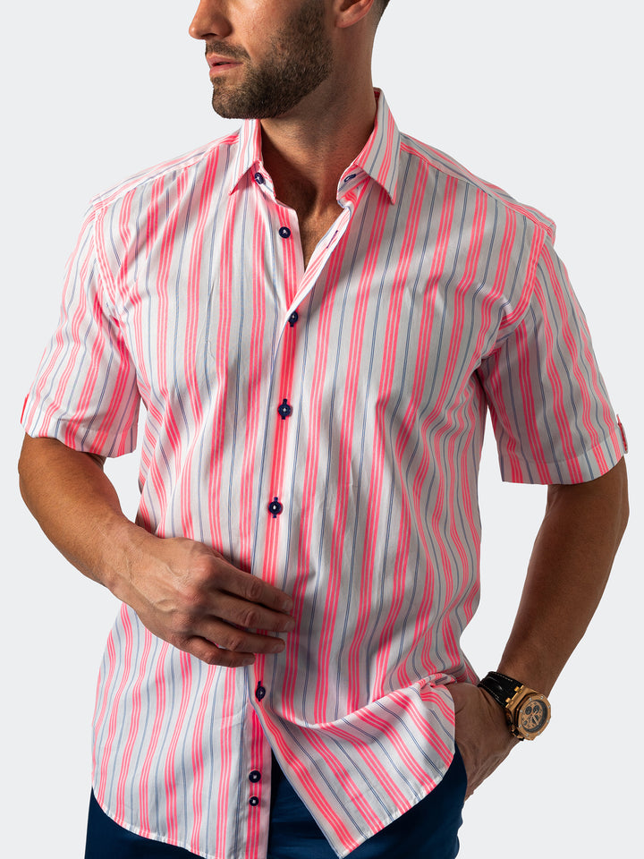 Maceoo Shirt | Galileo Fluo Stripe White