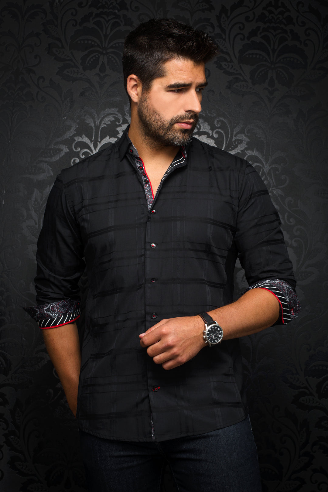 Au Noir Stretch Shirt | Marinchi Black