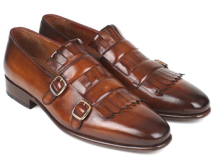 Paul Parkman Men's Brown Kiltie Double Monkstraps (ID#ST37VF)