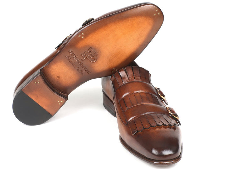 Paul Parkman Men's Brown Kiltie Double Monkstraps (ID#ST37VF)