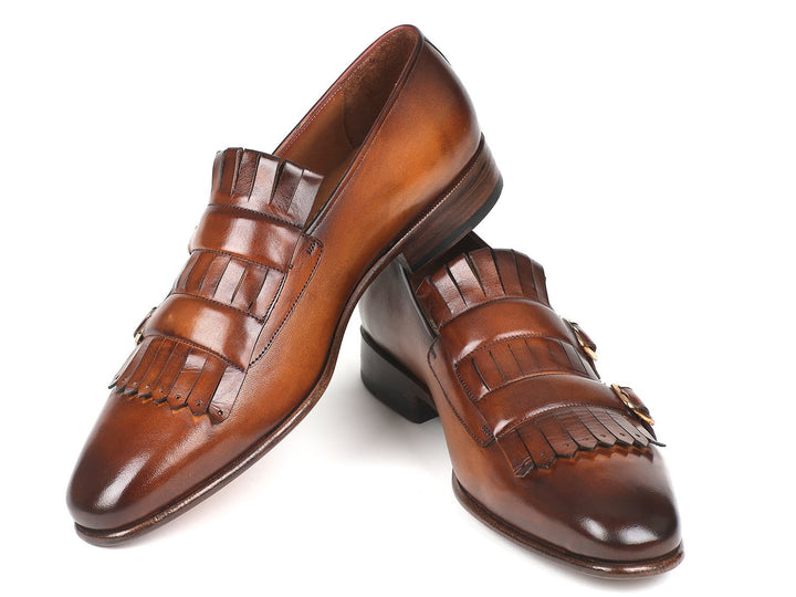 Paul Parkman Men's Brown Kiltie Double Monkstraps (ID#ST37VF)