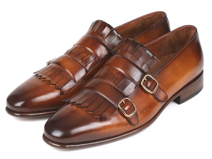 Paul Parkman Men's Brown Kiltie Double Monkstraps (ID#ST37VF)