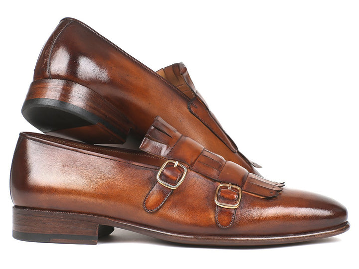 Paul Parkman Men's Brown Kiltie Double Monkstraps (ID#ST37VF)