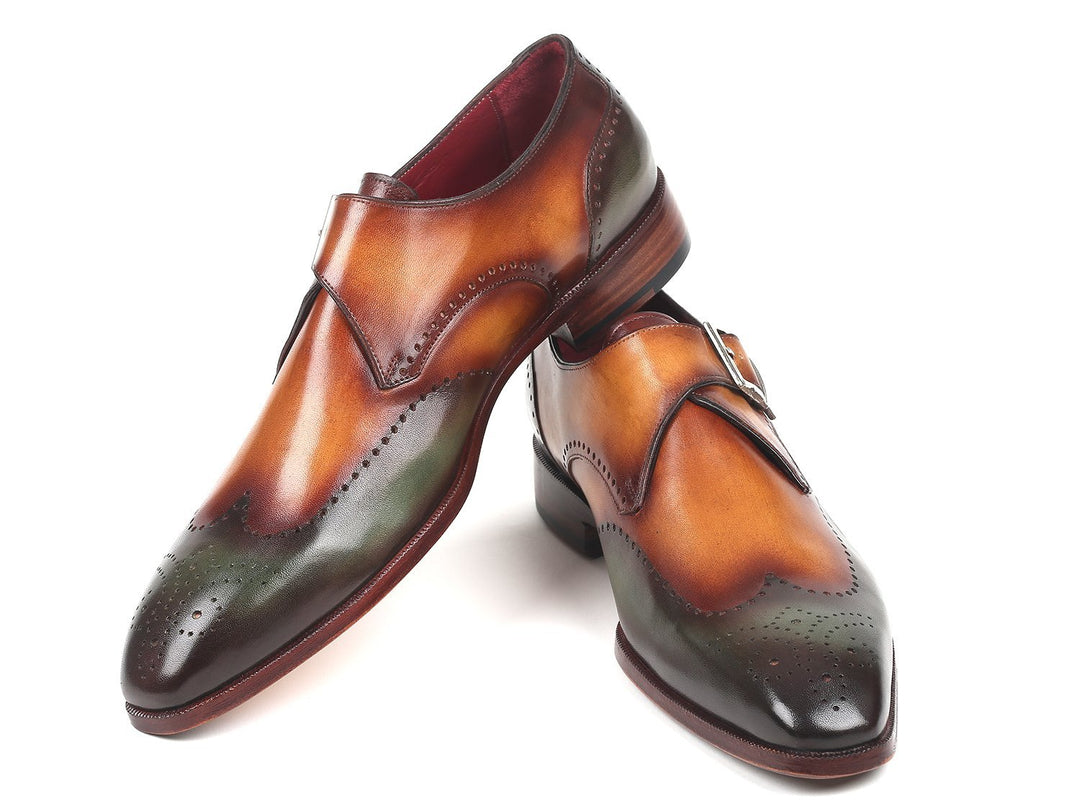 Paul Parkman Single Monkstraps Green & Camel (ID#944-GRN-CML)