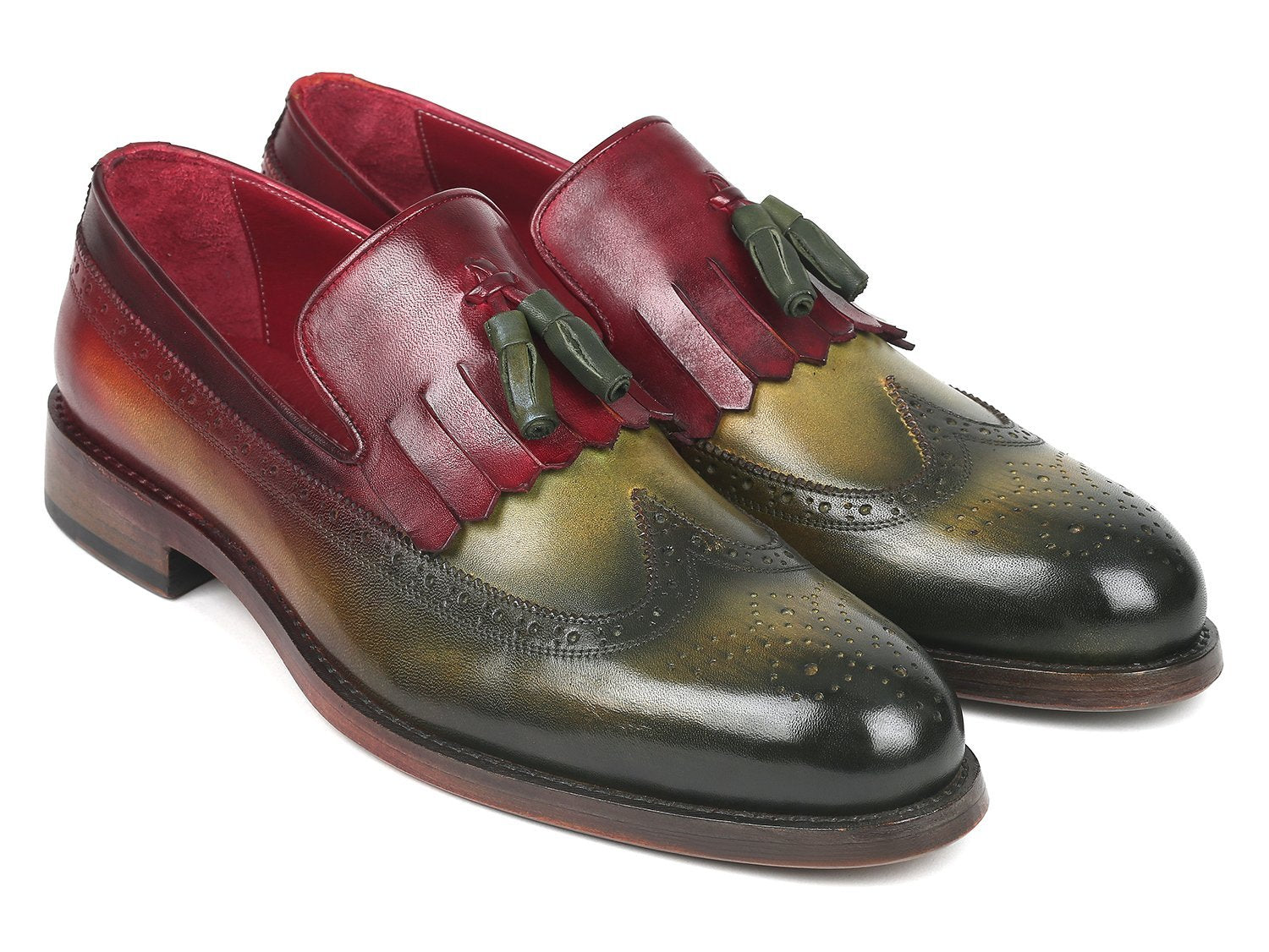 Leather kiltie loafers sales with broguing