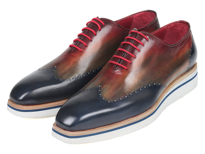 Paul Parkman Men's Smart Casual Wingtip Oxfords Multi-color (ID#187-MIX-NVY)