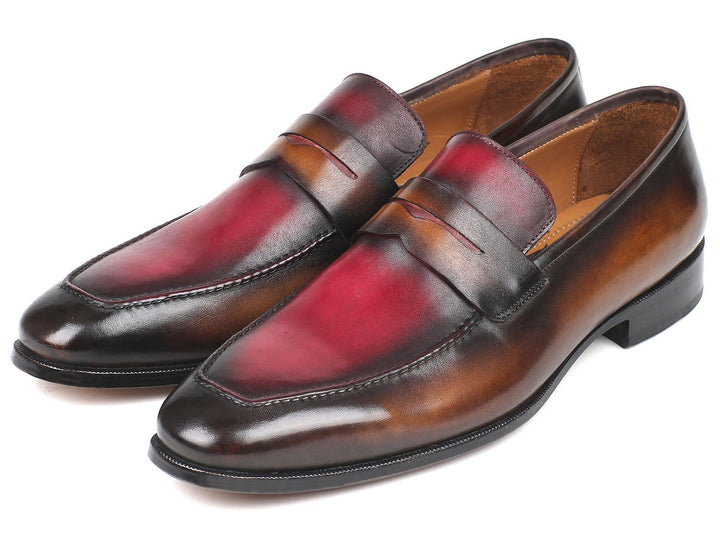 Paul Parkman Brown & Bordeaux Dual Tone Loafers for Men (ID#10BB22)