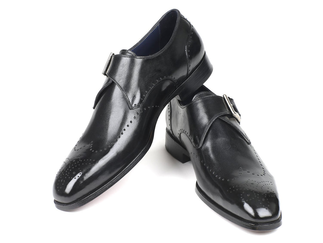 Paul Parkman Wingtip Single Monkstraps Black (ID#98F54-BLK)