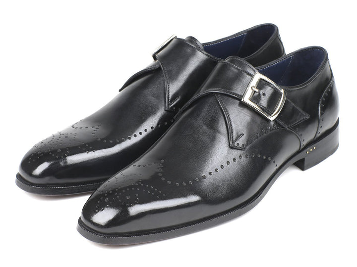 Paul Parkman Wingtip Single Monkstraps Black (ID#98F54-BLK)