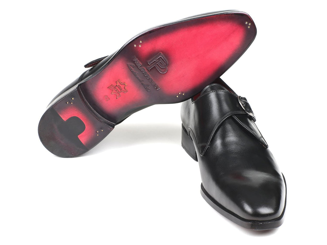 Paul Parkman Black Leather Single Monkstraps (ID#011BLK54)