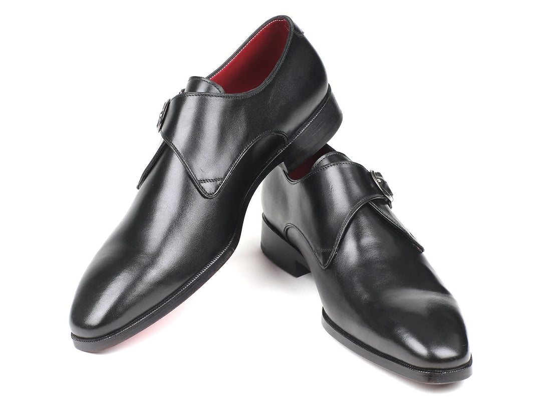 Paul Parkman Black Leather Single Monkstraps (ID#011BLK54)