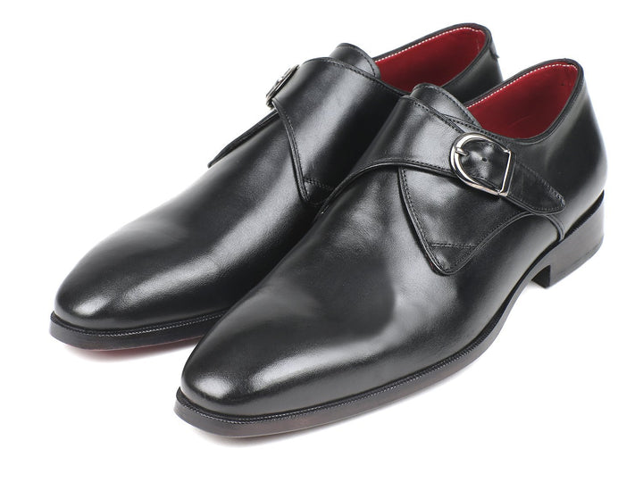 Paul Parkman Black Leather Single Monkstraps (ID#011BLK54)