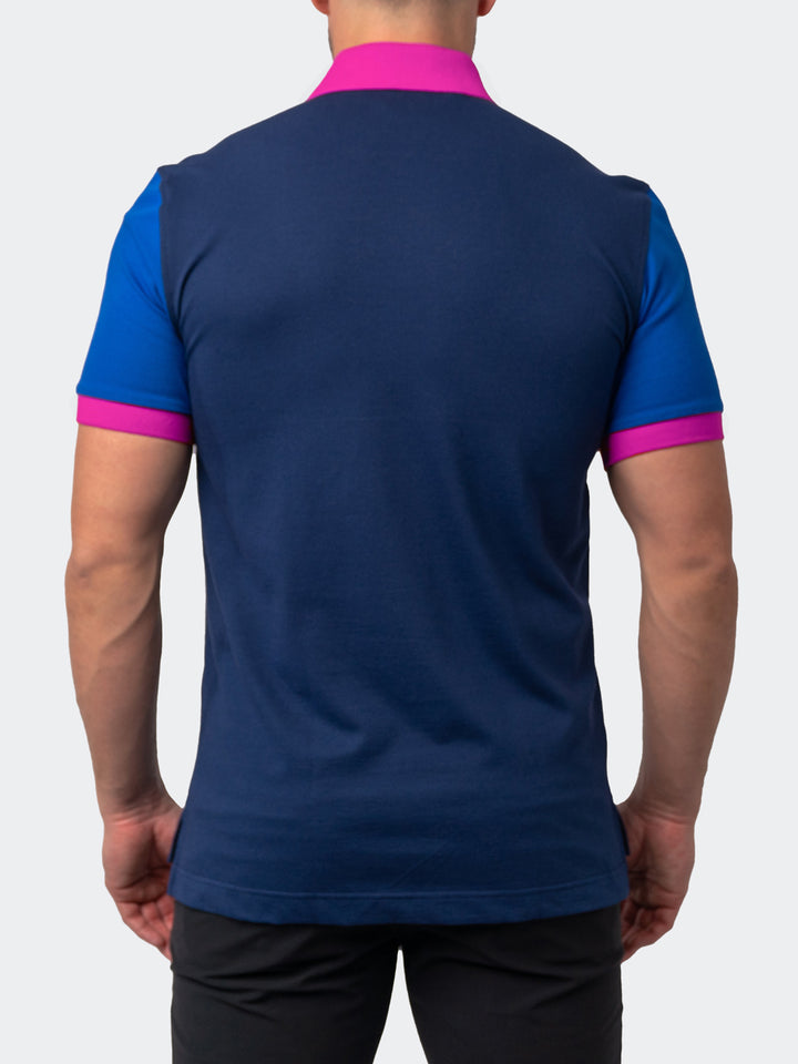 Maceoo Short Sleeves Polo | Polo Mozart Block Tip Blue