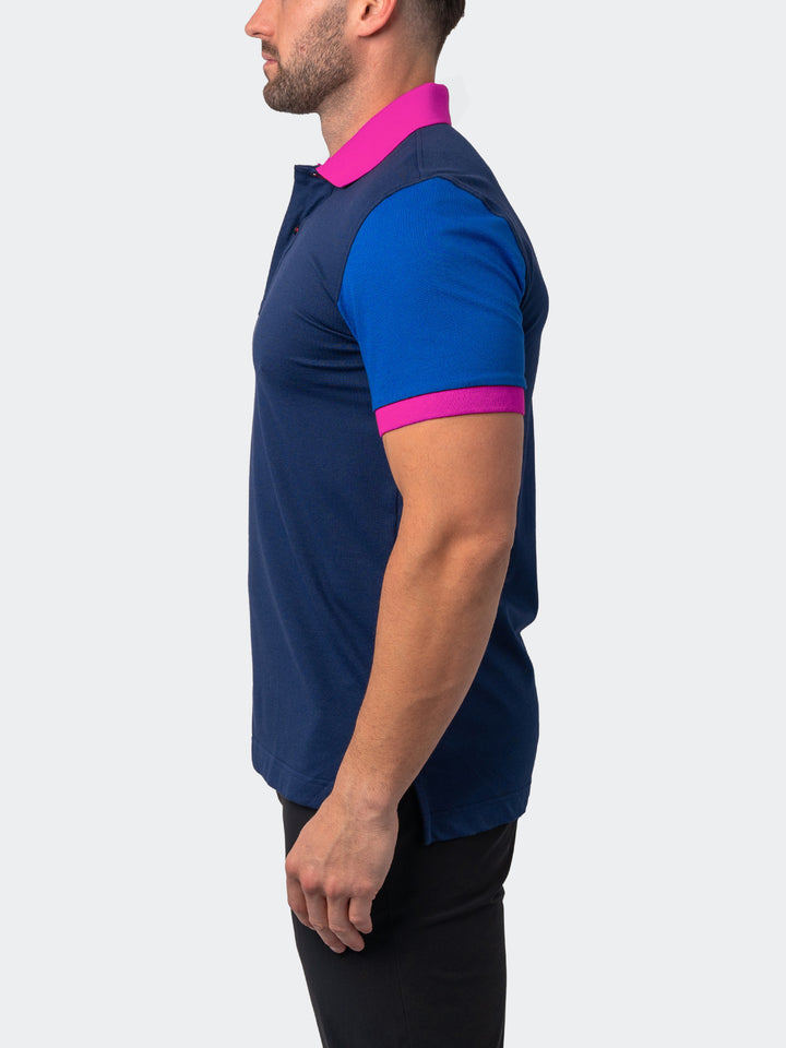 Maceoo Short Sleeves Polo | Polo Mozart Block Tip Blue