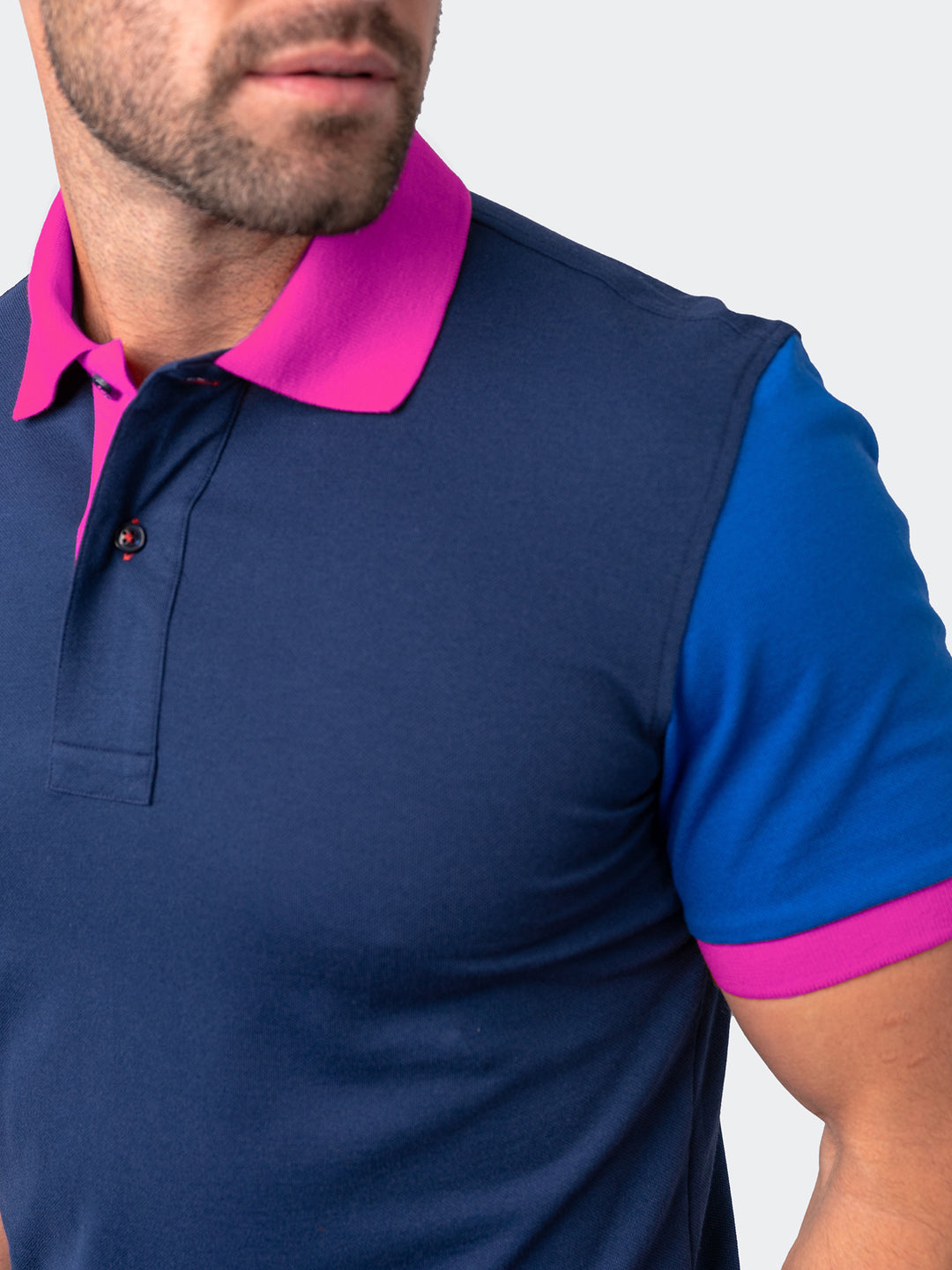 Maceoo Short Sleeves Polo | Polo Mozart Block Tip Blue