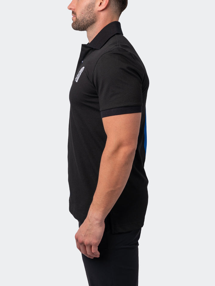 Maceoo Short Sleeves Polo | Polo Mozart Split Black Blue