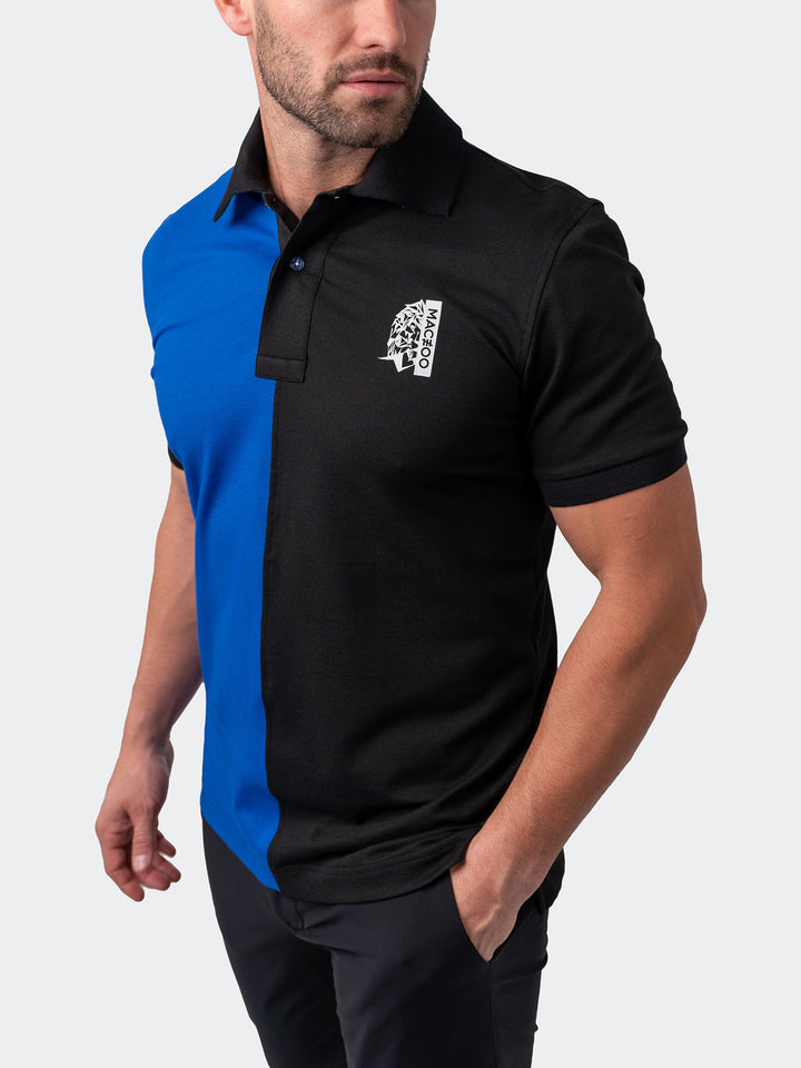 Maceoo Short Sleeves Polo | Polo Mozart Split Black Blue