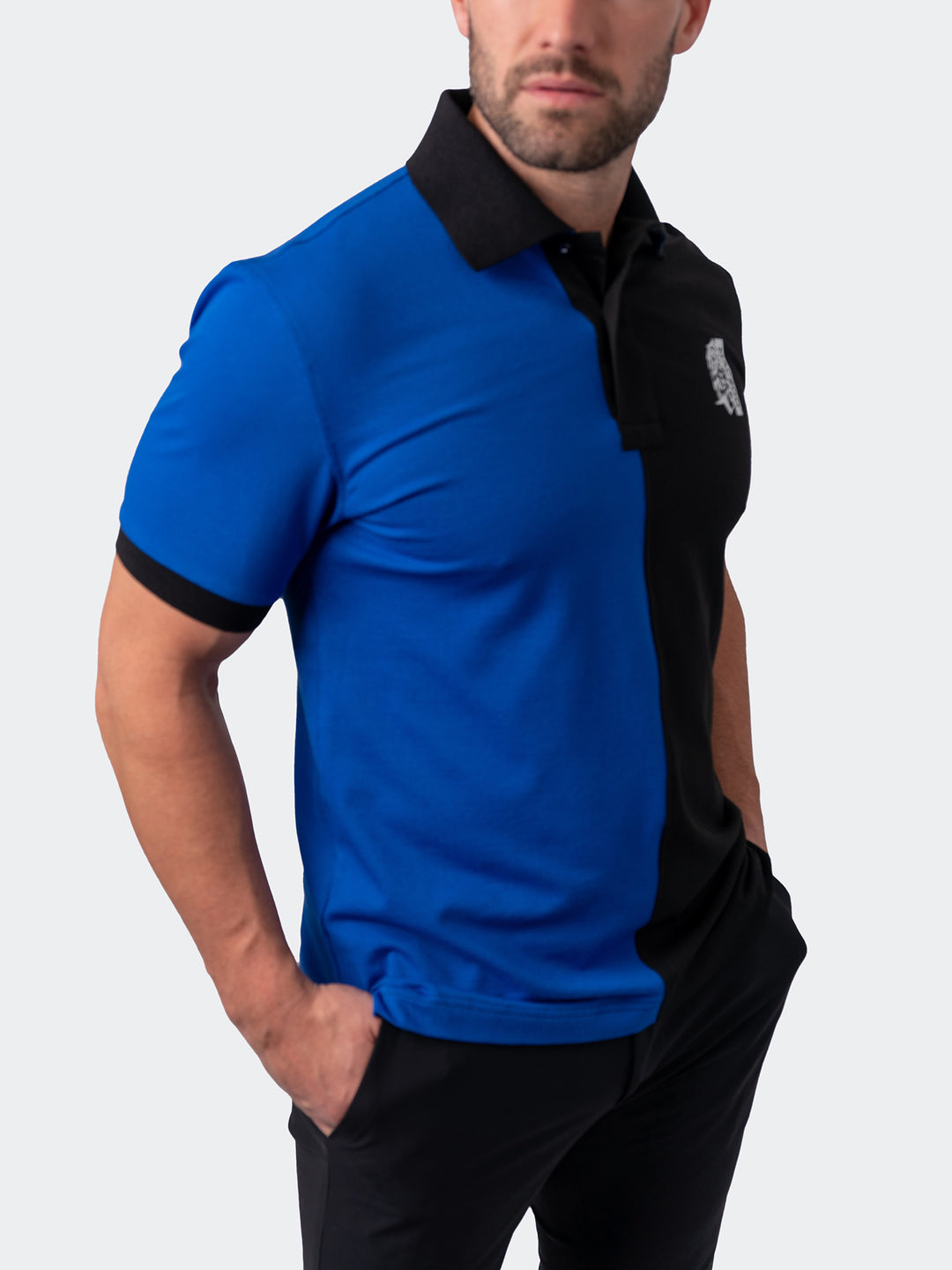 Maceoo Short Sleeves Polo | Polo Mozart Split Black Blue