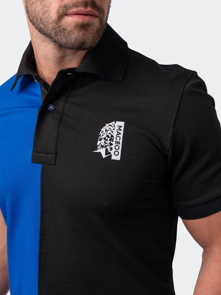 Maceoo Short Sleeves Polo | Polo Mozart Split Black Blue