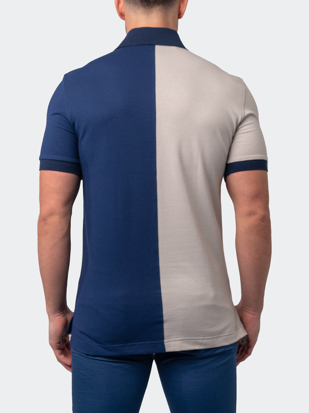 Maceoo Short Sleeves Polo | Polo Mozart Split Grey Blue