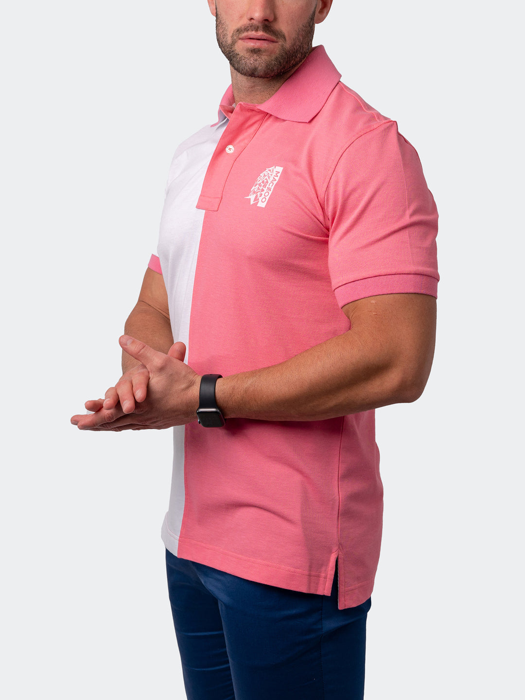 Maceoo Short Sleeves Polo | Polo Mozart Split Pink White