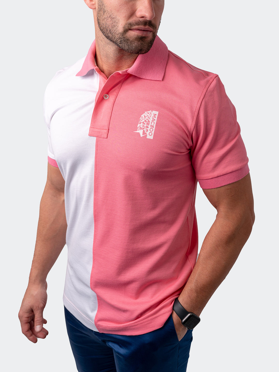 Maceoo Short Sleeves Polo | Polo Mozart Split Pink White