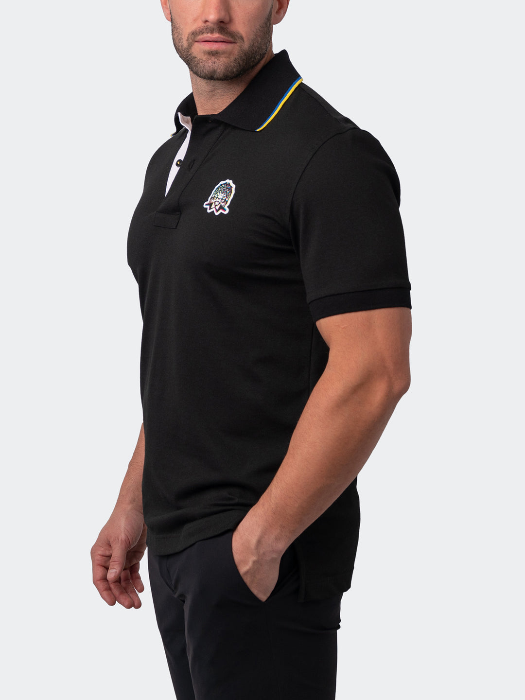 Maceoo Short Sleeves Polo | Polo Mozart Two Tip Black