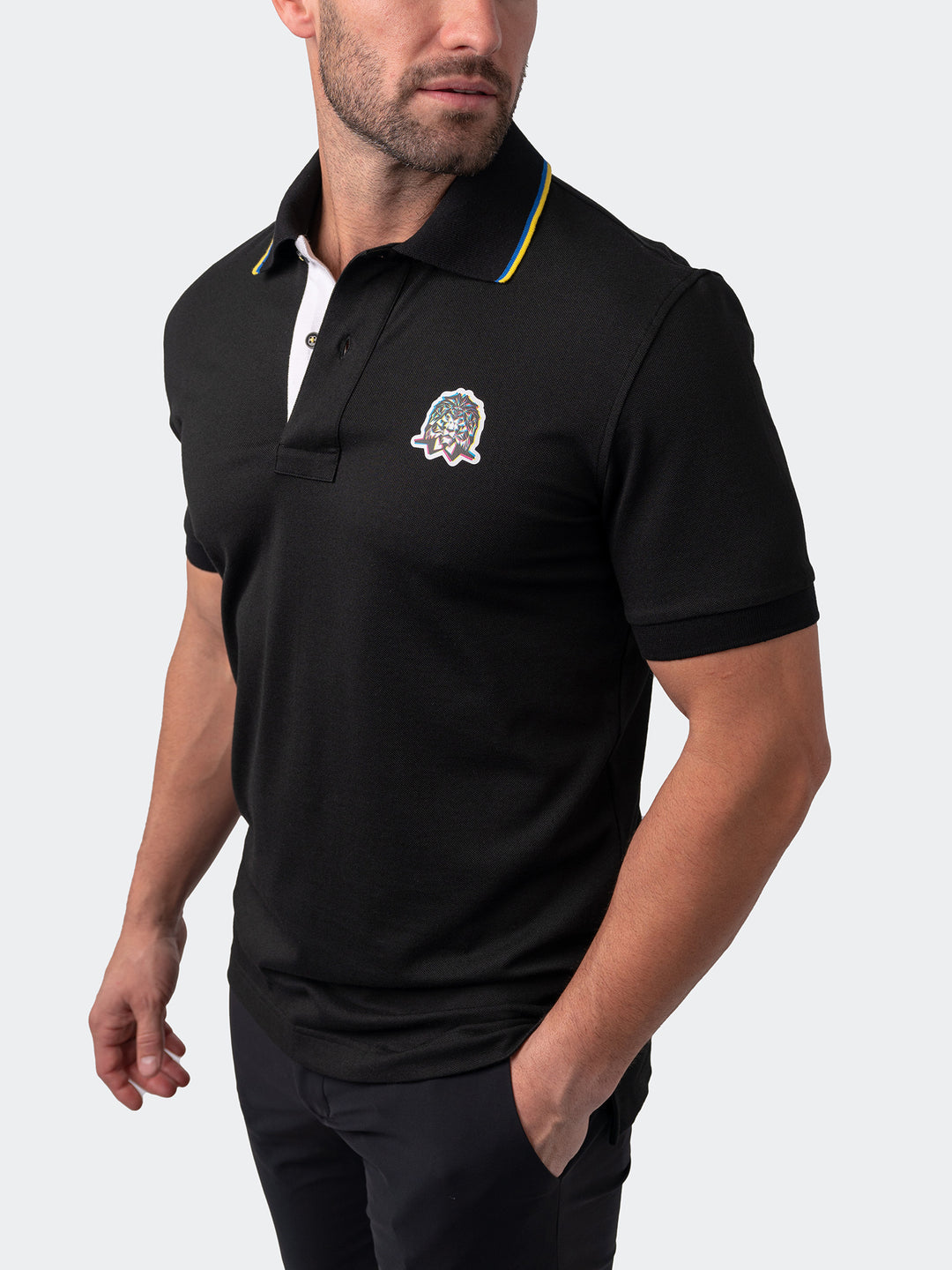 Maceoo Short Sleeves Polo | Polo Mozart Two Tip Black