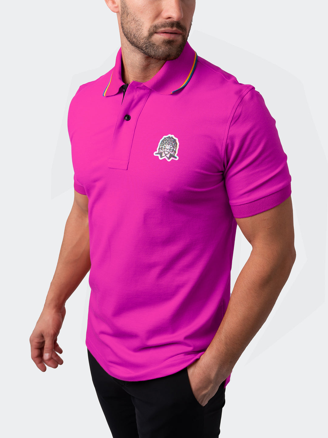 Maceoo Short Sleeves Polo | Polo Mozart Two Tip Pink