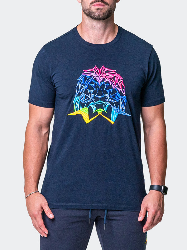 Maceoo Stretch Short-Sleeve Athletic Wear | Tee Neon Navy