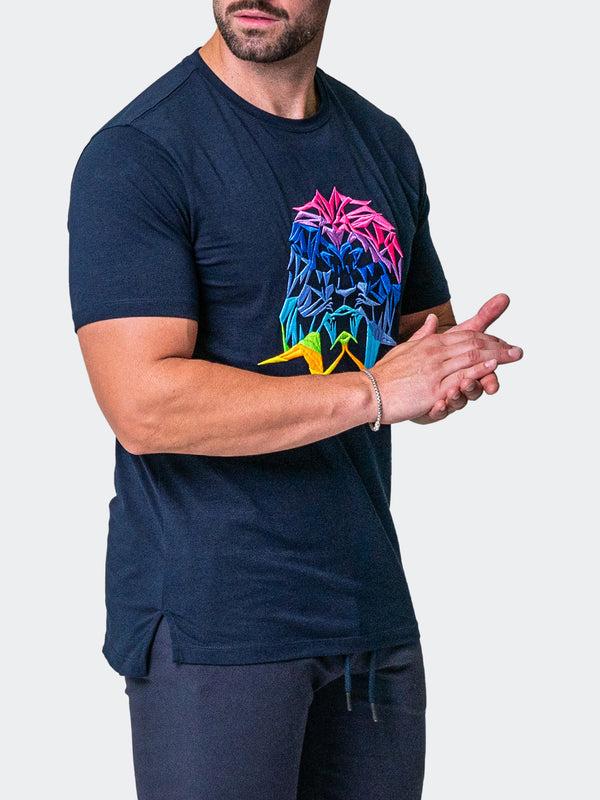 Maceoo Stretch Short-Sleeve Athletic Wear | Tee Neon Navy