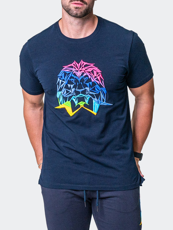 Maceoo Stretch Short-Sleeve Athletic Wear | Tee Neon Navy