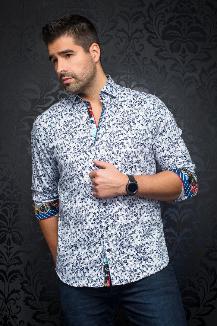 Au Noir Stretch Shirt | Victor White Navy